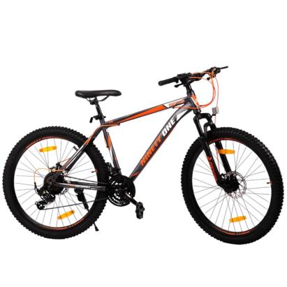 Bicicleta mtb 26 inch, schimbator shimano cu 21 viteze, suspensii fata, cadru otel, jante aluminiu, negru-portocaliu MultiMark GlobalProd