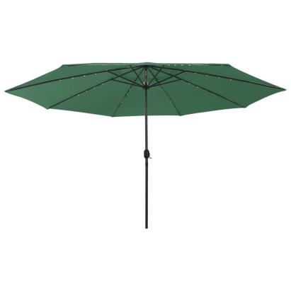 Umbrelă soare de grădină cu LED-uri, verde, 400 cm GartenMobel Dekor