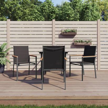 Set mobilier de grădină, 5 piese, negru, textilenă și oțel GartenMobel Dekor