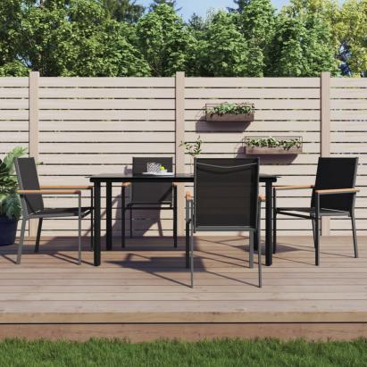 Set mobilier de grădină, 5 piese, negru, textilenă și oțel GartenMobel Dekor