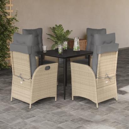 Set mobilier de grădină cu perne, 5 piese, bej, poliratan GartenMobel Dekor