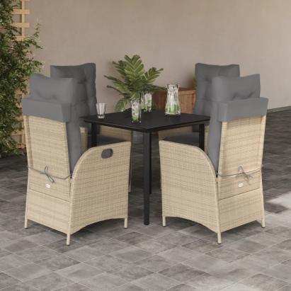 Set mobilier de grădină cu perne, 5 piese, bej, poliratan GartenMobel Dekor