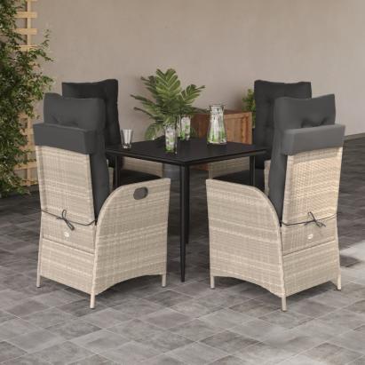 Set mobilier de grădină cu perne, 5 piese gri deschis poliratan GartenMobel Dekor