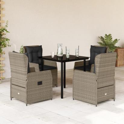 Set mobilier de grădină cu perne, 5 piese gri deschis poliratan GartenMobel Dekor