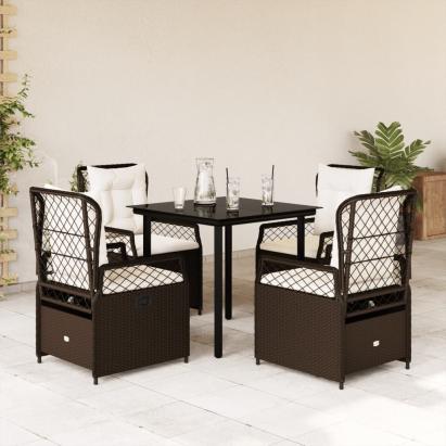 Set mobilier de grădină, 5 piese, cu perne, maro, poliratan GartenMobel Dekor