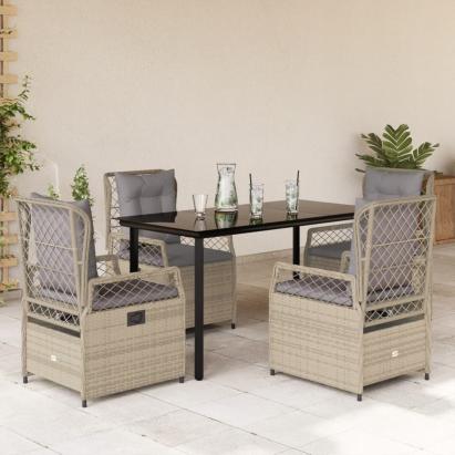 Set mobilier de grădină cu perne, 5 piese, bej, poliratan GartenMobel Dekor