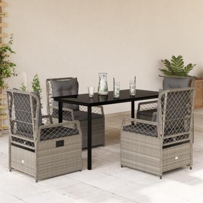 Set mobilier de grădină cu perne, 5 piese gri deschis poliratan GartenMobel Dekor