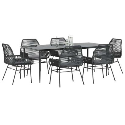 Set de sufragerie de grădină 7 piese neagră sticlă polirattan GartenMobel Dekor