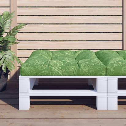 Pernă de paleți, 80x80x12 cm, textil, model frunze GartenMobel Dekor