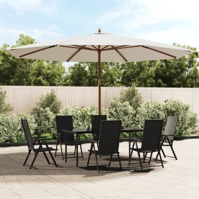 Umbrelă de soare de grădină stâlp din lemn, nisipiu, 400x273 cm GartenMobel Dekor