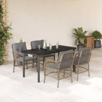 Set mobilier pentru grădină, 5 piese, cu perne, bej, poliratan GartenMobel Dekor