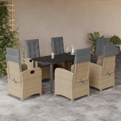 Set mobilier pentru grădină, 7 piese, cu perne, bej, poliratan GartenMobel Dekor