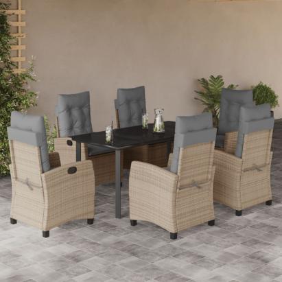 Set mobilier pentru grădină, 7 piese, cu perne, bej, poliratan GartenMobel Dekor