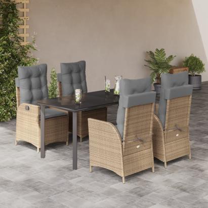 Set mobilier de grădină cu perne, 5 piese, bej, poliratan GartenMobel Dekor