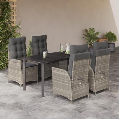 Set mobilier de grădină cu perne, 5 piese gri deschis poliratan GartenMobel Dekor