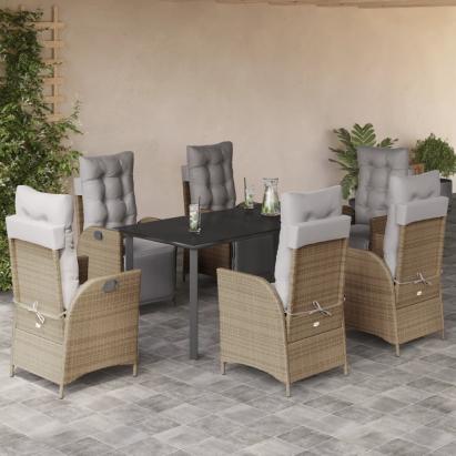 Set mobilier pentru grădină, 7 piese, cu perne, bej, poliratan GartenMobel Dekor