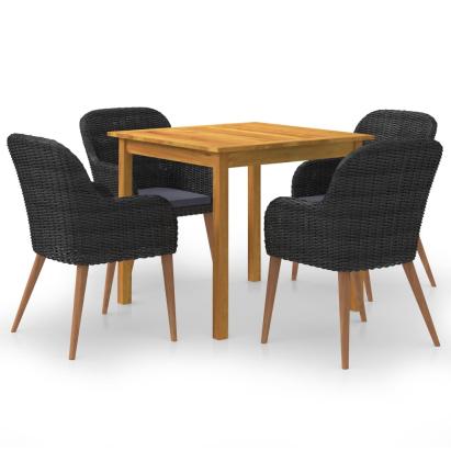 Set mobilier de grădină, 5 piese, negru GartenMobel Dekor