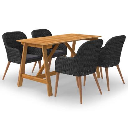 Set mobilier de grădină, 5 piese, negru GartenMobel Dekor