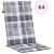Perne scaun spătar înalt, 4 buc. gri carouri 120x50x3 cm textil GartenMobel Dekor