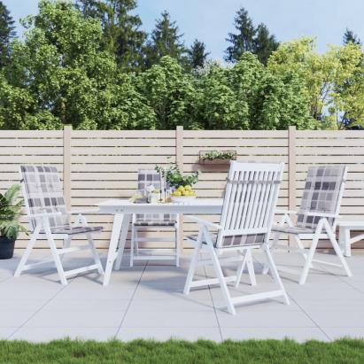 Perne scaun spătar înalt, 4 buc. gri carouri 120x50x3 cm textil GartenMobel Dekor