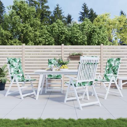 Perne de scaun spătar înalt, 4 buc., model frunze, textil GartenMobel Dekor