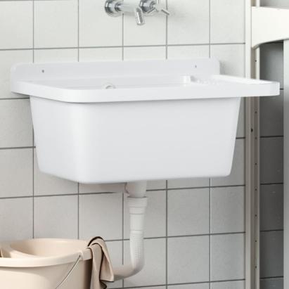 Chiuvetă utilitară cu montare pe perete alb 60x40x28 cm rășină GartenMobel Dekor
