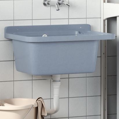 Chiuvetă lavoar pentru montare pe perete gri 60x40x28 cm rășină GartenMobel Dekor