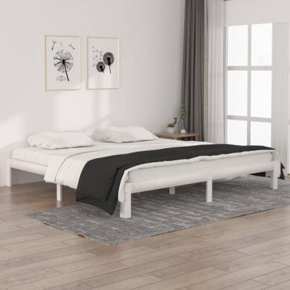 Cadru de pat, alb, 200x200 cm, lemn masiv de pin GartenMobel Dekor