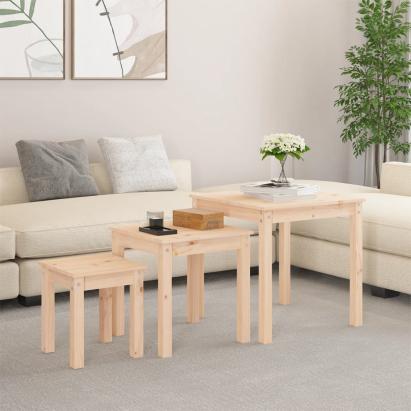 Mese suprapuse, 3 buc., lemn masiv de pin GartenMobel Dekor