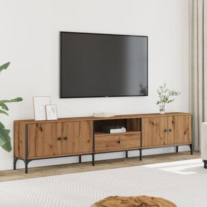 Dulap TV cu sertar stejar artizanal 200x25x44 cm lemn prelucrat GartenMobel Dekor