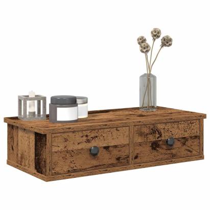 Raft de perete cu sertare Lemn vechi 60x25x15 cm Lemn prelucrat GartenMobel Dekor