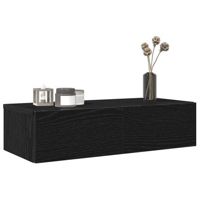 Raft de perete cu sertare negru 60x26,5x15 cm lemn prelucrat GartenMobel Dekor