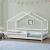 Pat Copii Selena tip Casuta Montessori cu Protectie Impotriva Caderilor, Dimensiuni 200x90cm, Lemn de Brad, Alb