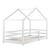 Pat Copii Selena tip Casuta Montessori cu Protectie Impotriva Caderilor, Dimensiuni 200x90cm, Lemn de Brad, Alb