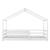 Pat Copii Selena tip Casuta Montessori cu Protectie Impotriva Caderilor, Dimensiuni 200x90cm, Lemn de Brad, Alb