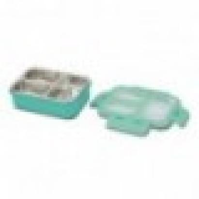 Recipient dreptunghiular pentru alimente Bento din oțel inoxidabil "We Care", turcoaz 800ml FitLine Training