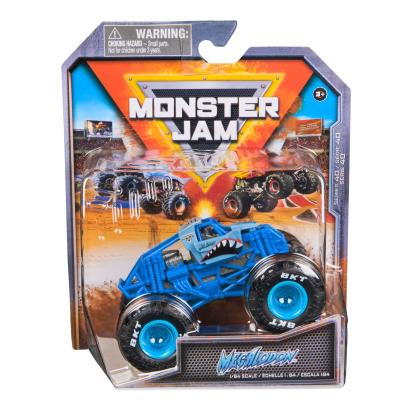 MONSTER JAM MASINUTA METALICA MEGALODON ALBASTRU SCARA 1 LA 64 SuperHeroes ToysZone