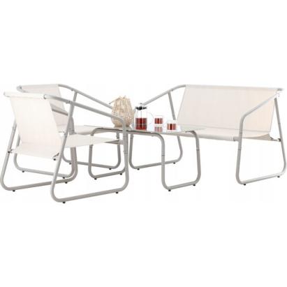 Set mobilier gradina/terasa, bej, otel, textil, 1 masa, 2 scaune, 1 canapea, Soffi GartenVIP DiyLine