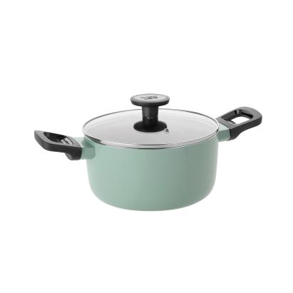 Cratita BergHOFF Sage, 20 cm, 2.9L, capac, Aluminiu, Sticlă, Verde HighLine Cooking