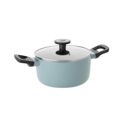 Cratita BergHOFF Slate, 20 cm, 2.9L, capac, Aluminiu, Sticlă, Albastru HighLine Cooking