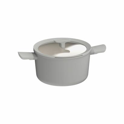 Oala BergHOFF Balance Moonmist, 5.5L, capac, Aluminiu reciclat, Gri HighLine Cooking