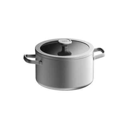 Oala BergHOFF Graphite, 24 cm, 6L, capac, Oțel inoxidabil reciclat, Sticlă, Argintiu HighLine Cooking