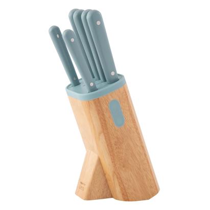 Set Cutite cu suport BergHOFF Slate, 7 piese, Oțel, ABS, Lemn, Albastru HighLine Cooking
