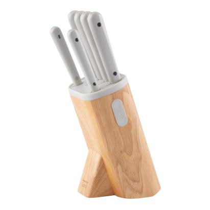 Set Cutite cu suport BergHOFF Spirit, 7 piese, Oțel, ABS, Lemn, Alb HighLine Cooking
