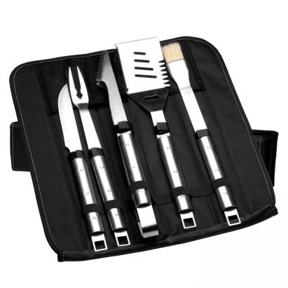 Set de ustensile pentru grătar BergHOFF Cubo, 6 piese, husă pliabilă, Oțel HighLine Cooking