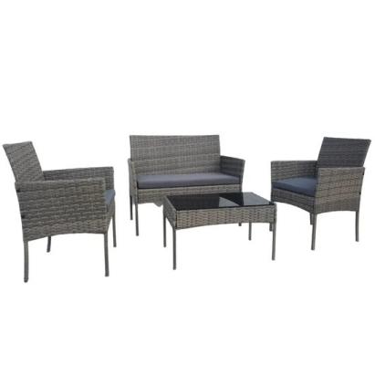 Set mobilier gradina/terasa, gri, ratan sintetic, 1 masa, 2 scaune, 1 canapea, Reno GartenVIP DiyLine