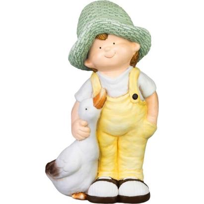 Decoratiune gradina, MagicHome, ceramica, baiat cu rata, 15.5x25.5x44.5 cm GartenVIP DiyLine