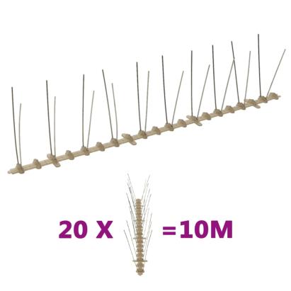 Set bandă cu țepi antipăsări cu 2 rânduri 20 buc. plastic 10 m GartenMobel Dekor