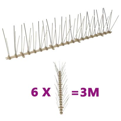 Set bandă cu țepi antipăsări cu 5 rânduri, 6 buc., plastic, 3 m GartenMobel Dekor