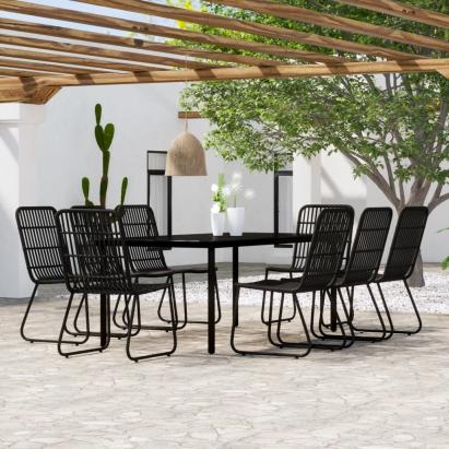Set mobilier de grădină, 9 piese, negru GartenMobel Dekor